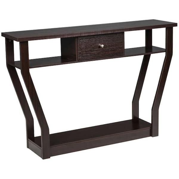 Costway Modern 47 in. Brown Standard Specialty Wood Console Table with Drawer