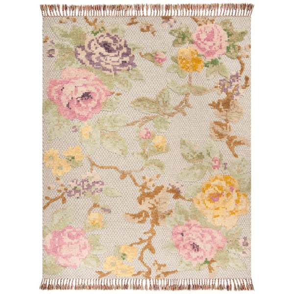 SAFAVIEH Kenya Pink/Gray 9 ft. x 12 ft. Floral Area Rug
