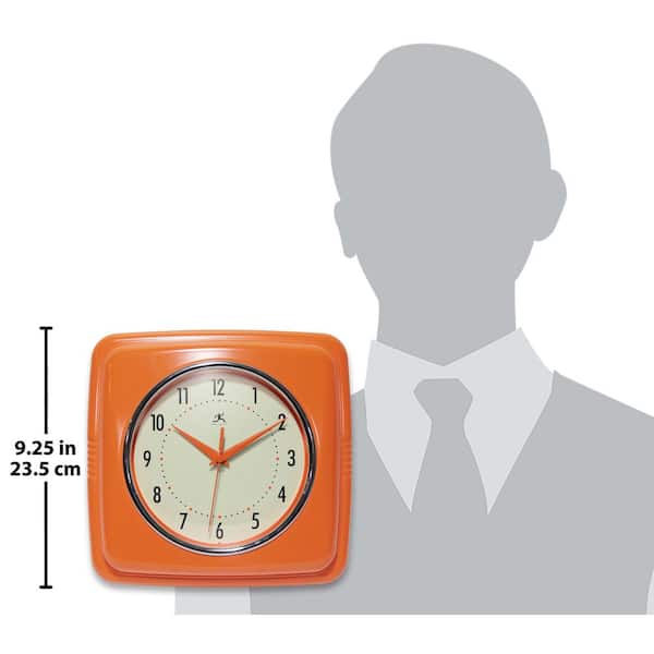 Infinity Instruments Square Retro Orange Wall Clock 13228OR Infinity Instruments Square Retro Orange Wall Clock 13228OR