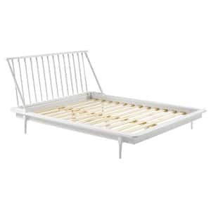 Spindle Back Solid Wood Queen Bed in White