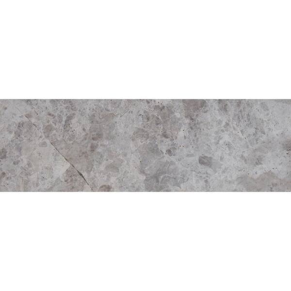 MSI Tundra Gray 4 in. x 12 in. Polished Marble Floor and Wall Tile (5 sq. ft. / case)