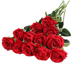 20.47 in. Dark Red Series Dark Red Indoor Artificial Roses in