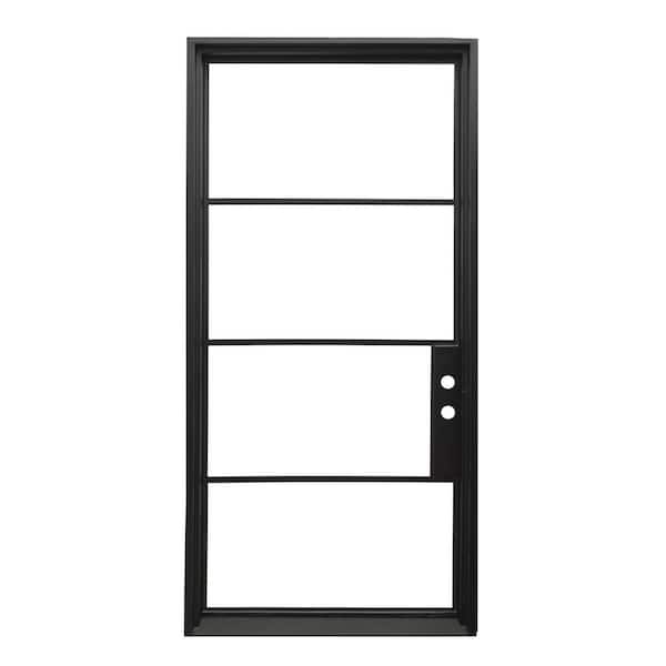 35 in. x 94 in. Right-Hand/Inswing Full Lite Clear Glass Black Iron Prehung Front Door