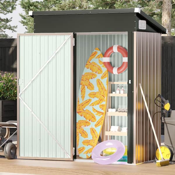 Sizzim 5 ft. W x 3 ft. D Brown Tool Shed Metal Storage Shed with