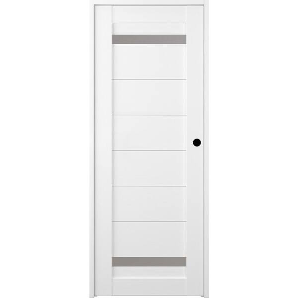 Belldinni Perla 18 in. x 80 in. Left-Hand Solid Core 2-Lite Frosted Glass Bianco Noble Wood Composite Single Prehung Interior Door