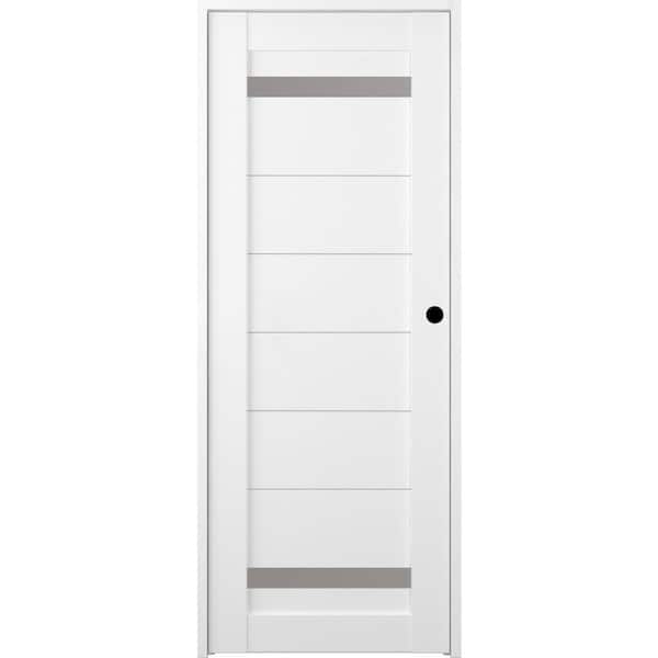 Belldinni Perla 28 in. x 80 in. Left-Hand Solid Core 2-Lite Frosted Glass Bianco Noble Wood Composite Single Prehung Interior Door