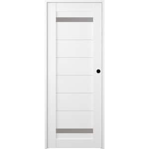 Perla 18 in. x 80 in. Left-Hand Solid Core 2-Lite Frosted Glass Bianco Noble Wood Composite Single Prehung Interior Door