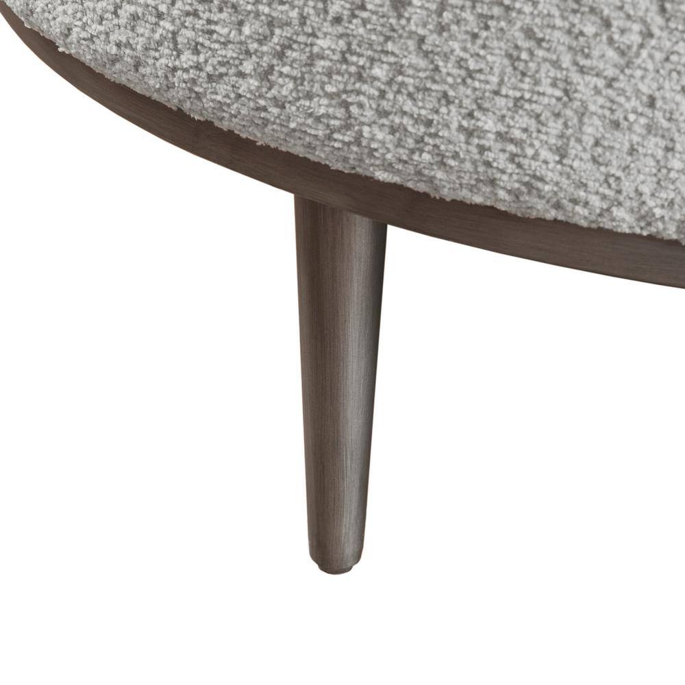 Harriet Gray Upholstered Round Cocktail Ottoman with Metal Base