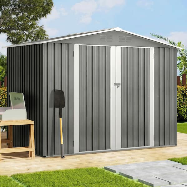 8 ft. W x 6 ft. D Metal Storage Shed with Metal Foundation for Garden and Backyard (40 sq. ft. )