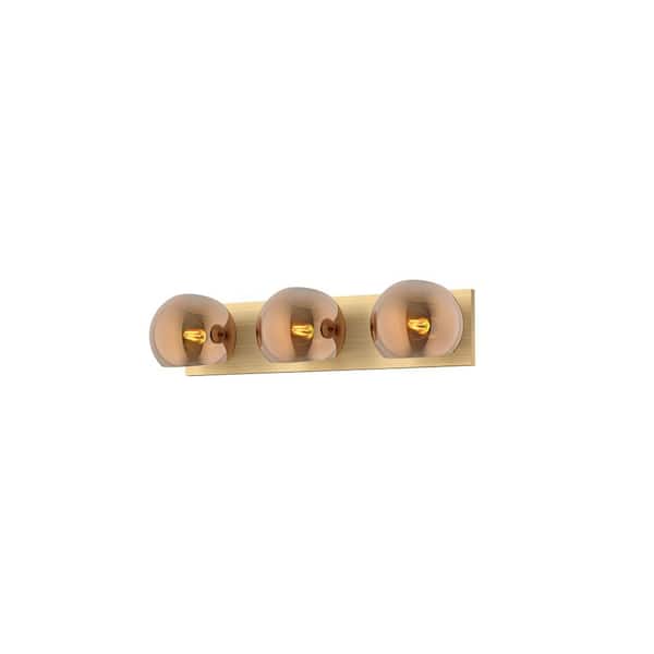 ALORA MOOD Willow 22-in 3 Light 60-Watt Brushed Gold/Copper Glass Vanity Light