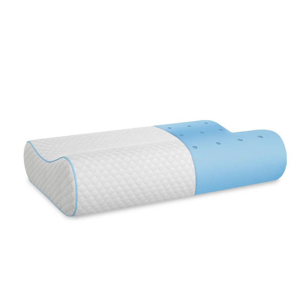 White Gel-Infused Memory Foam Contour Neck Pillow