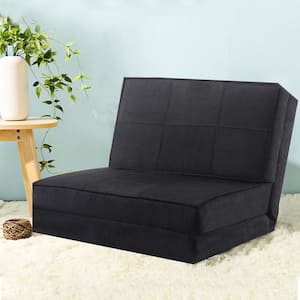 28.3 in. Black Ultra-Suede Fold Down Seats Sofa Beds