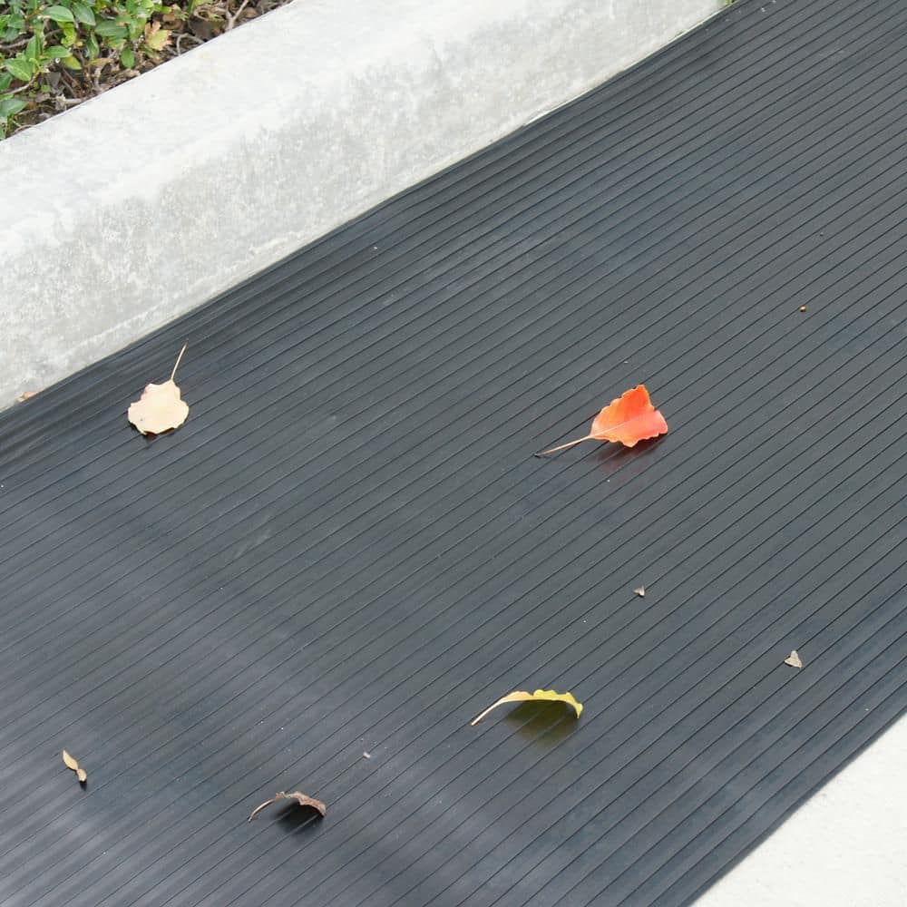 Wide-Rib Corrugated Black Rubber Traction Mat - 48" x 72"