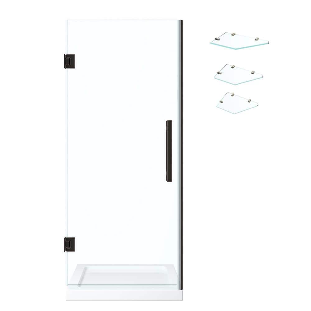 Tampa-Pro 32'' Oil Rubbed Bronze Frameless Shower Kit with Shelves