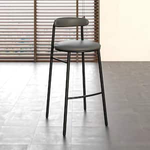 Lume Series Modern Bar Stool Upholstered in Polyester with Powder Coated Steel Legs in Charcoal
