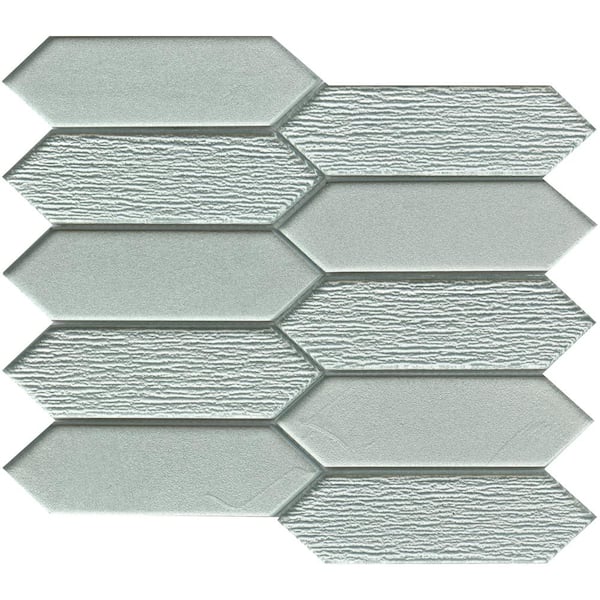 EMSER TILE Picket Silver Glossy 9.53 in. x 10.94 in. x 0.8mm Glass Mesh-Mounted Mosaic Tile (0.71 sq. ft.)