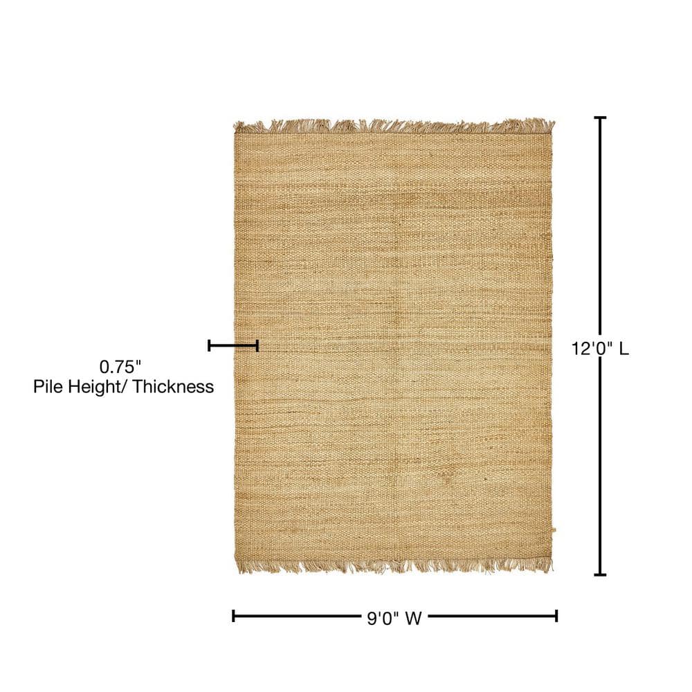 Eco-Friendly Tan Handwoven Jute 9' x 12' Area Rug