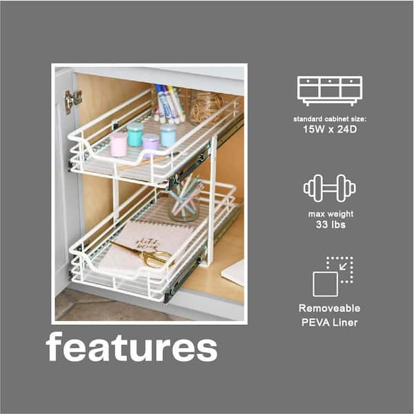  Household Essentials 2 Tier Pull Out Cabinet Organizer