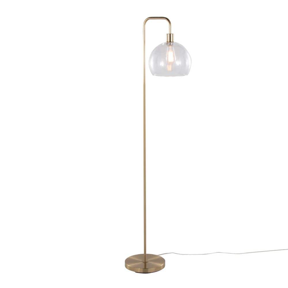 61.50 in. Gold Contemporary 1-Light Smart 1-Way (On/Off) Standard Floor Lamp for Living Room with Glass Dome Shade price history on PriceWatchPro