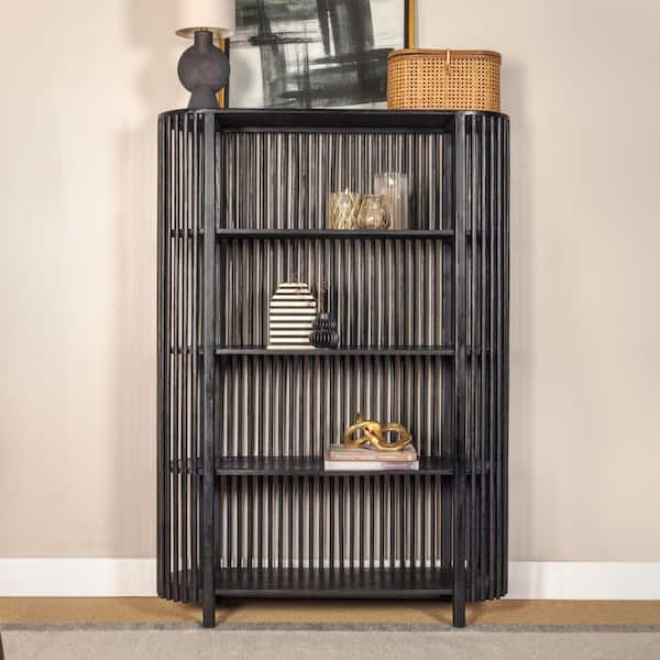Storied Home Black Slatted Wood Design and Curved Edge 4 Storied Home Black Slatted Wood Design and Curved Edge 4