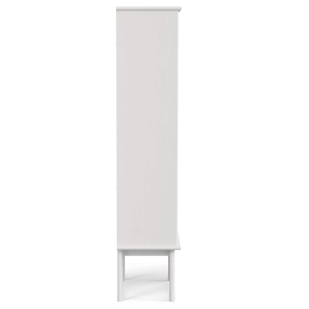 White Solid Hardwood Mid-Century Modern Bookcase with Storage Drawer