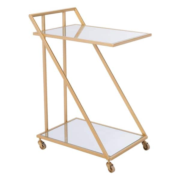 HomeSullivan Champagne Gold Finish Reef Knot Frame And Glass Top And Mirror  Bottom Bar Cart 40E085BS-07 - The Home Depot