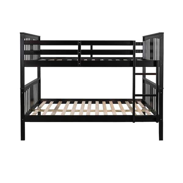 ANBAZAR Wood Bunk Bed, Full Over Full Bunk Bed Frame with Ladder, No Box Spring Needed Gray