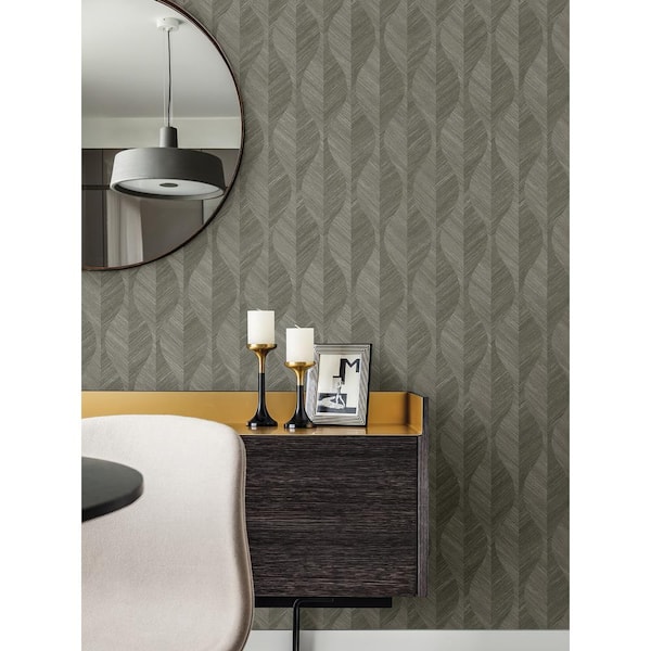 Oresome Dark Grey Ogee Wallpaper Sample