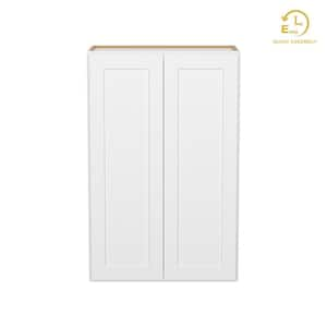 Easy-DIY 27 in. W x 12 in. D x 42 in. H Ready to Assemble Wall Kitchen Cabinet in Shaker White 2-Door-3 Shelves