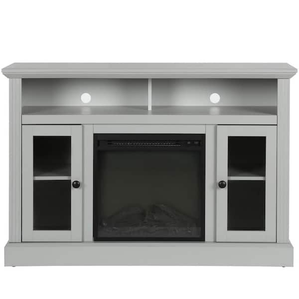 Ameriwood Home Nashville 47 in. Dove Gray Particle Board TV Stand Fits TVs Up to 50 in. with Electric Fireplace