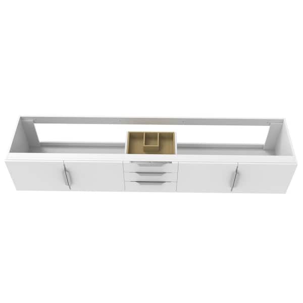 castellousa Alpine 83.5 in. W x 18.75 in. D x 14.25 in. H Bath Vanity Cabinet without Top in Matte White with Chrome Trim