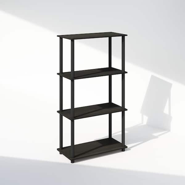 Furinno Turn-N-Tube 43.25 in. Tall Espresso/Black Wood 4-Shelf Bookcase