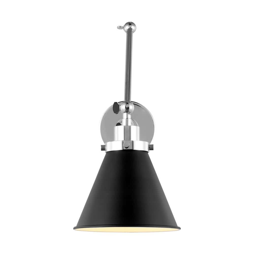 Wellfleet Midnight Black and Polished Nickel Dimmable Wall Sconce