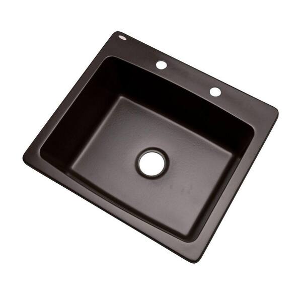 Mont Blanc Northbrook Drop-In Composite Granite 25 in. 2-Hole Single Bowl Kitchen Sink in Espresso