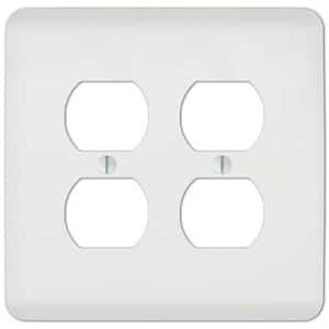 Perry 2 Gang Duplex Steel Wall Plate - White