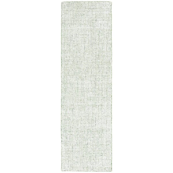 SAFAVIEH Abstract Ivory/Green 2 ft. x 8 ft. Geometric Gradient Runner Rug