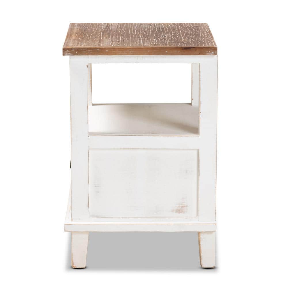 Glynn Rustic White and Oak Brown 1-Drawer Nightstand