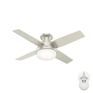 Dempsey 44 in. Indoor/Outdoor Matte Nickel LED Low Profile Ceiling Fan with Light Kit and Remote Control