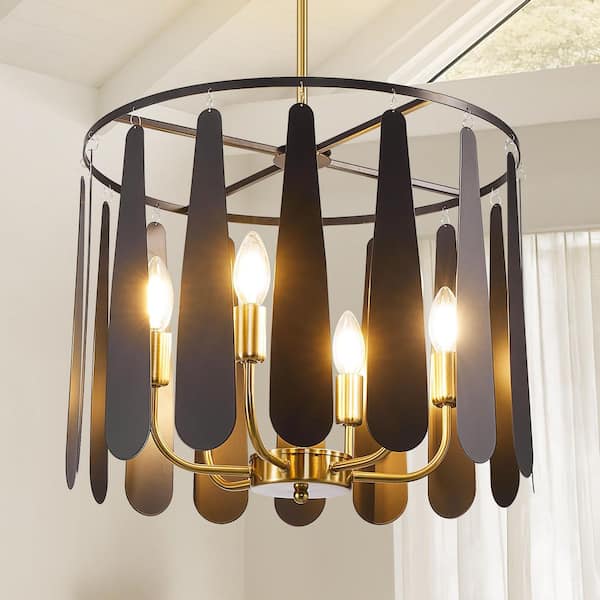 17.72 in. 6-Light Gold Wind Chime Chandelier with E12 Bulb No Bulbs Included）