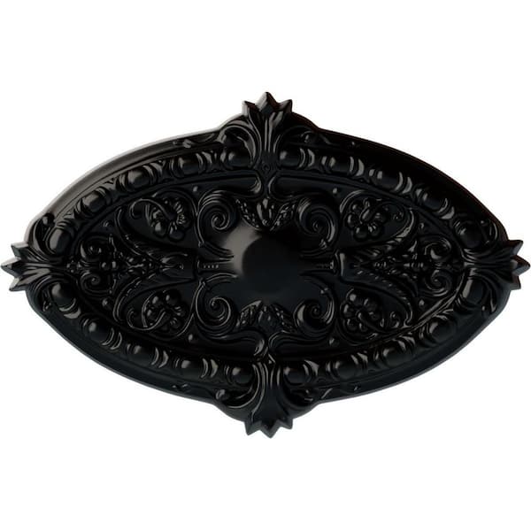 Ekena Millwork 1-3/4" x 26-3/8" x 17-1/4" Polyurethane Marcella Ceiling , Hand-Painted Jet Black