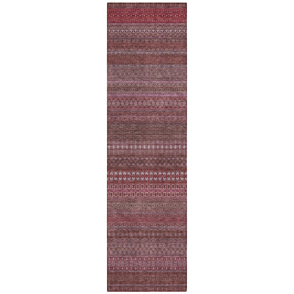 Addison Rugs Chantille ACN527 Merlot 2 ft. 3 in. x 7 ft. 6 in. Machine Washable Indoor/Outdoor Geometric Runner Rug