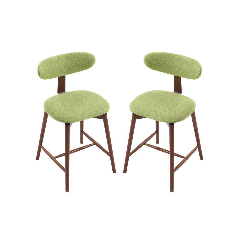 22.4 in. H Green Low Back Solid Wood Swivel Bar Stool with Fabric Seat(set of 2) price history on PriceWatchPro