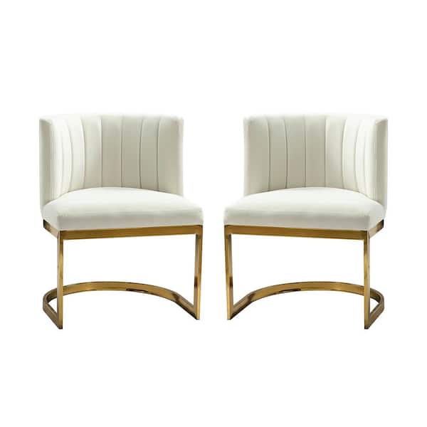 JAYDEN CREATION Felipe Ivory Side Chair with Arched Metal Base (Set of 2)