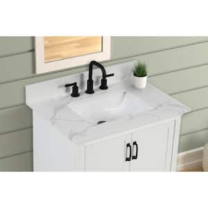 37 in. W x 22 in. D x 0.75 in. H Engineered Marble Vanity Top in Calacatta White with White Basin