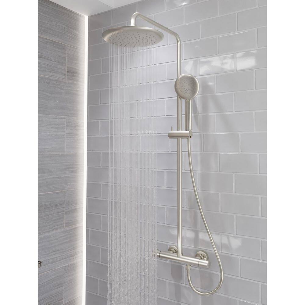 Brushed Nickel Heavy Rainfall Shower Bar with Hand Sprayer