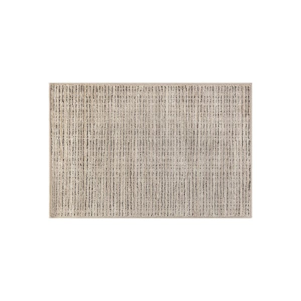 Striped Abxture Linen Indoor High-Low Area Rug 2 ft. x 4 ft. Beige
