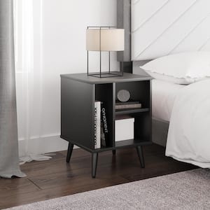 Warwick Mid - Century Cubby Style Black Nightstand