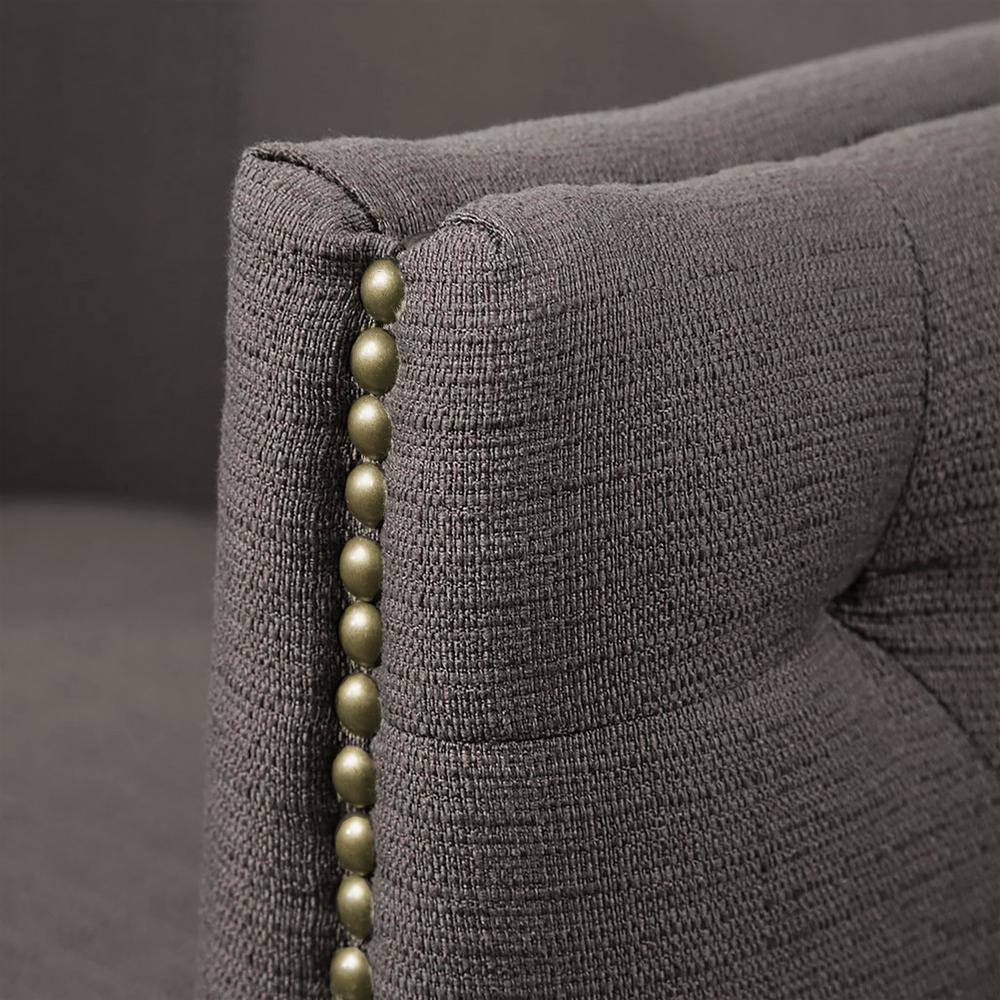 Grayson Barrel Swivel Accent Chair in Gray Leather