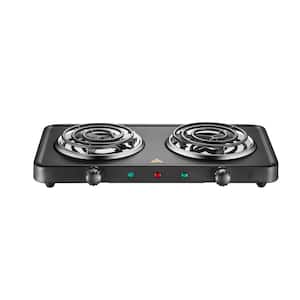 Black 2-Burner 7.4 in. Portable Electric Cooktop Hot Plate
