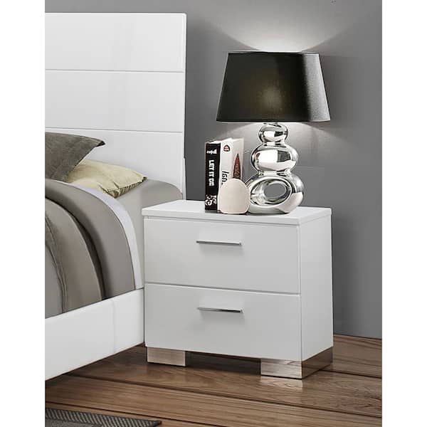 Coaster Felicity 2-Drawer Glossy White Nightstand 203502 - The